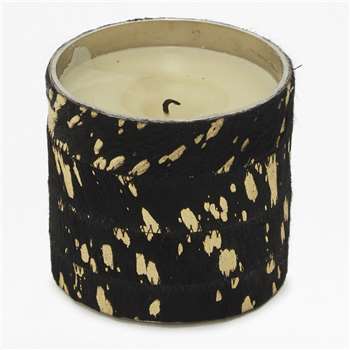 Cowhide Candle Large - Black (10 x 10.5cm)