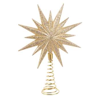 CRISTAUX CHAMPAGNE- Gold Glitter Star Christmas Tree Topper (H16 x W11.5cm)