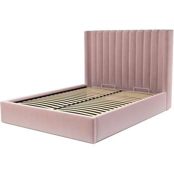 Custom MADE Cory King size Bed  with Ottoman, Heather Pink Velvet (H130 x W165 x D219cm)