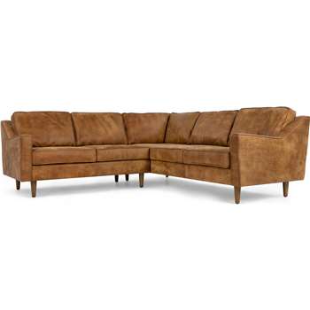 Dallas Corner Sofa, Outback Tan Premium Leather (77 x 226cm)