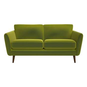 Debenhams 2 Seater Velvet isabella Sofa, Dark Wood, Green (86 x 174cm)