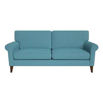 Debenhams 3 Seater Flat Weave Fabric arlo Sofa, Dark Wood, Turquoise (90 x 194cm)