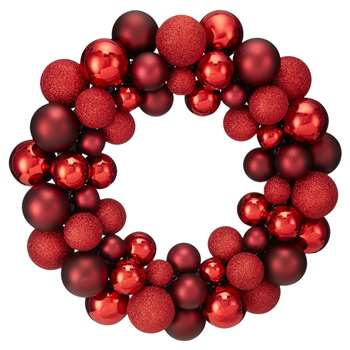 Debenhams - Red Bauble Wreath (H35 x W35 x D7.5cm)