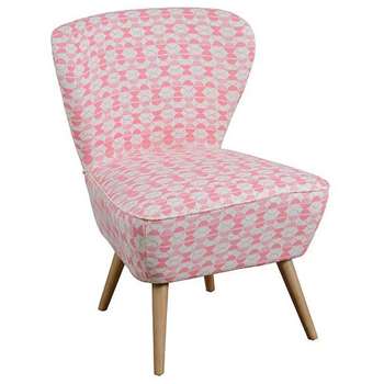 Delilah Coral Retro Occasional Chair with Natural Oak Legs (84 x 60cm)