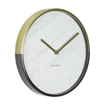 Dual tone marble wall clock white and gold (40 x 40cm)