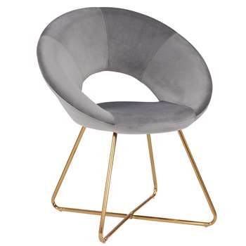 Duhome - Velvet Dining and Reception Chair, Grey (H84 x W72 x D53cm)