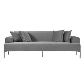 Duke Three Seat Sofa - Dove Grey - Silver finish Legs (H70 x W223 x D92cm)