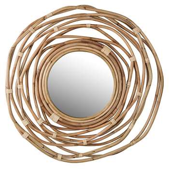 Dutchbone Kubu Rattan Wall Mirror (Diameter 75cm)