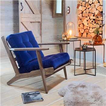 Dylan Navy Velvet Armchair (H73 x W72 x D73cm)