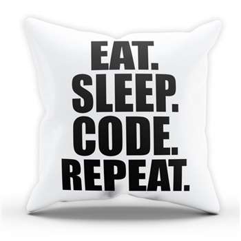 Eat Sleep Code Pillow Cushion Cover Case (H40 x W40cm)
