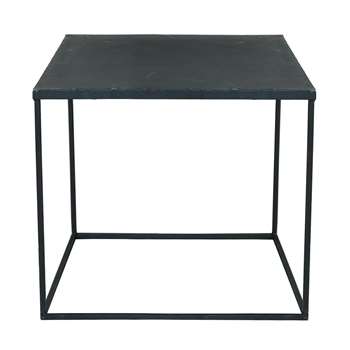 EDISON Antiqued metal industrial coffee table in black (45 x 45cm)