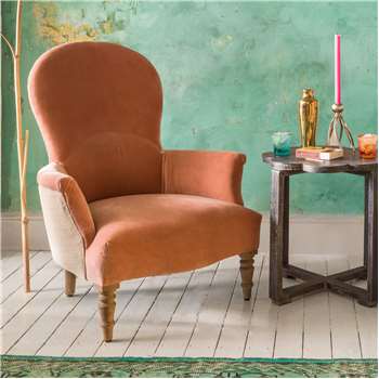 Effy Blush Velvet Armchair (H96 x W80 x D85cm)