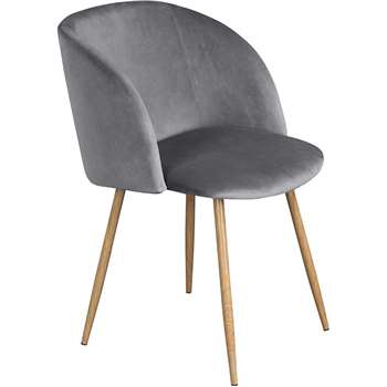 EGGREE - Mid-Century Modern Style Velvet Chair, Grey (H81.5 x W47 x D52cm)