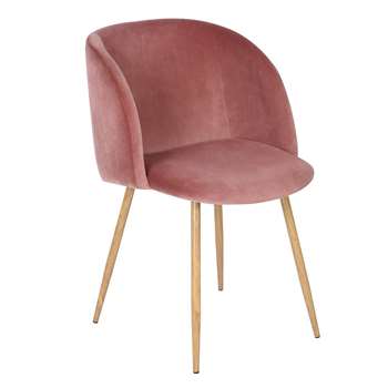EGGREE - Mid-Century Modern Style Velvet Chair, Rose Pink (H81.5 x W47 x D52cm)