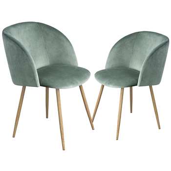 EGGREE - Set of 2 Mid-Century Modern Style Velvet Chairs, Cactus Green (H81.5 x W47 x D52cm)