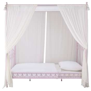 EGLANTINE Metal 90 x 190cm child's four-poster bed in pink