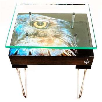 Cappa E Spada - Electric Owl Side Table with Glass Top (H66 x W50.8 x D40.6cm)
