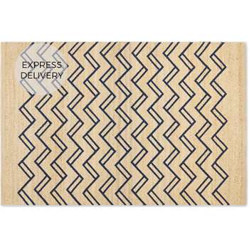 Elian Printed Jute Rug, Natural/Midnight Blue (H140 x W200cm)