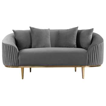Ella Two Seat Sofa - Dove Grey- Brass Base (H80 x W172 x D92cm)