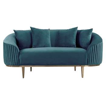 Ella Two Seat Sofa - Peacock- Brass Base (H80 x W172 x D92cm)