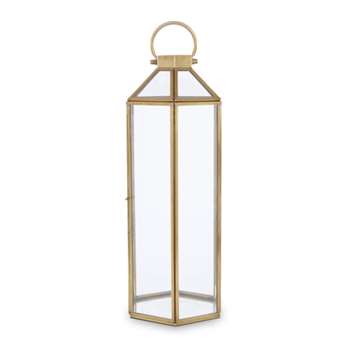 Ellington Hexagonal Brass Effect Large Lantern (H47.5 x W17 x D17cm)