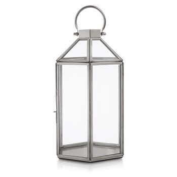 Ellington Hexagonal Tealight Holder Silver Effect (21 x 12cm)