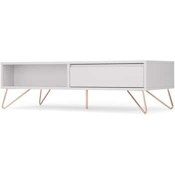 Elona Coffee Table, Light Grey and Copper (H36 x W120 x D55cm)