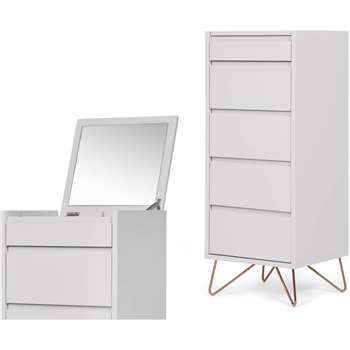 Elona vanity chest of drawers, grey and copper (111 x 45cm)