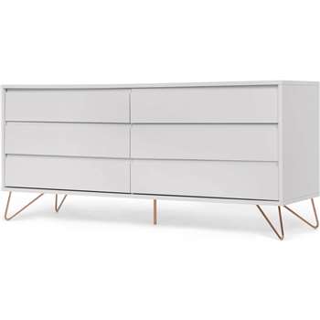 Elona wide chest of drawers, grey and copper (70 x 160cm)