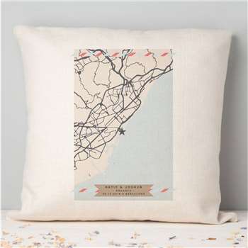 Engagement Gift Any Map Cushion (H40 x W40cm)