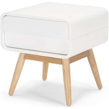 Esme Bedside Table, White and Ash (45 x 42cm)