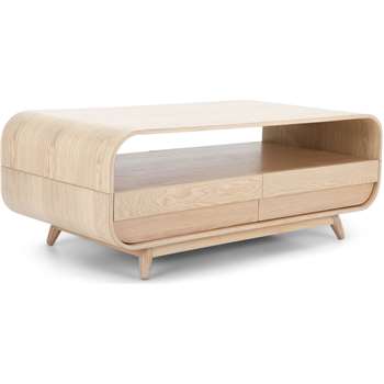 Esme Coffee Table With Two Drawers, Ash (45 x 120cm)