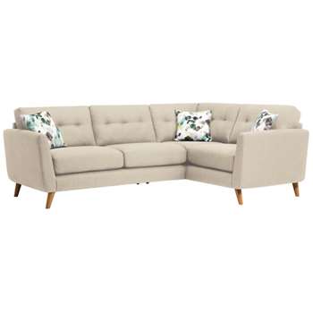 Evie Ivory Fabric Corner Sofa Left Hand (H90 x W248 x D174cm)