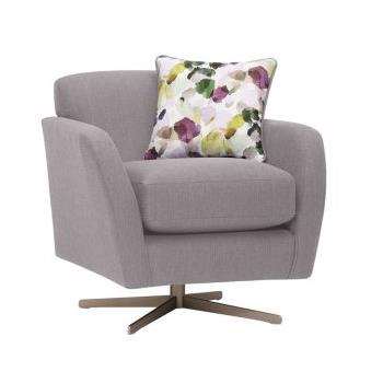 Evie Plain Silver Fabric Swivel Chair (H80 x W81 x D86cm)
