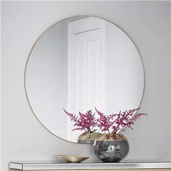 Extra Large Slim Round Mirror Champagne (H100 x W100 x D2cm)