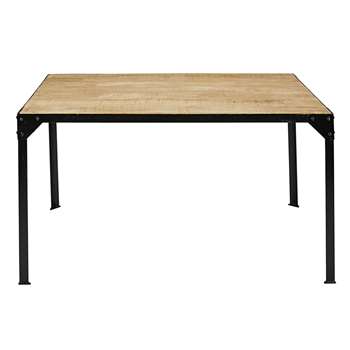 FACTORY Solid mango wood and black metal dining table (76 x 140cm)