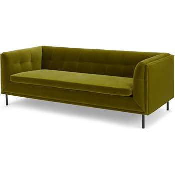 Farley Large 2 Seater Sofa, Olive Cotton Velvet (H74 x W201 x D88cm)