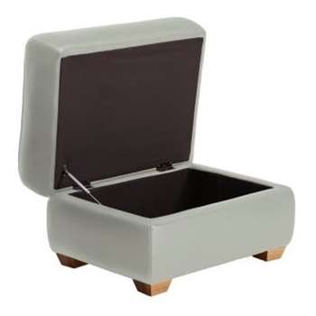 Finley Grey Leather Storage Footstool (H48 x W67 x D55cm)