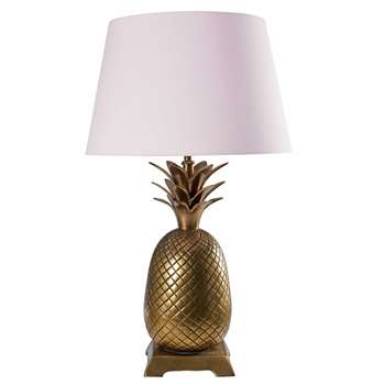 FIRENZE Gold metal pineapple lamp with pink cotton shade (66 x 40cm)