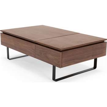 Flippa Functional Coffee Table with Storage, Walnut (38 x 120cm)