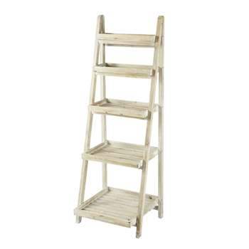 FLORENTINE whitewashed wood ladder shelf unit W 50cm