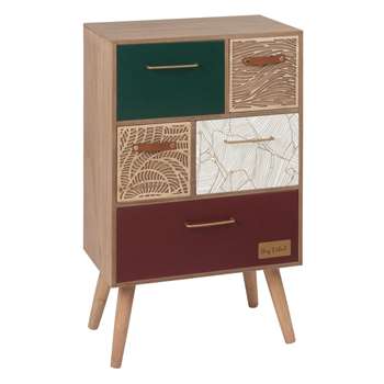 FOLIAGE Small 5-Drawer Storage Unit with Graphic Print (H64 x W40 x D25.5cm)