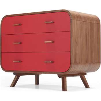 Fonteyn Chest of Drawers, Walnut and Red (73.3 x 90cm)