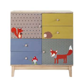 FOREST Wooden multicoloured child's cabinet with 2 doors and 4 drawers (W 86cm)
