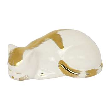Fornasetti - Gold/White Cat Ornament (H17 x W31cm)
