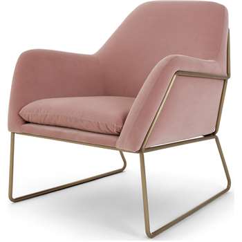 Frame Armchair, Blush Pink Cotton Velvet (H84 x W77 x D88cm)