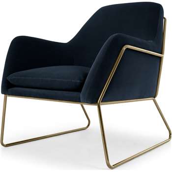 Frame Armchair, Navy Cotton Velvet (H84 x W77 x D88cm)