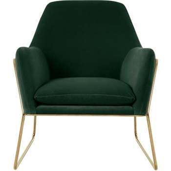 Frame Armchair, Pine Green Cotton Velvet with Bright Gold Frame (H84 x W77 x D88cm)