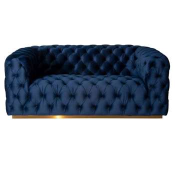 Frankfurt Two Seat Sofa – Navy Blue (H72 x W176 x D92cm)