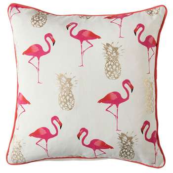 Gallery Flamingo And Pineapples Cushion, Pink (H45 x W45cm)
